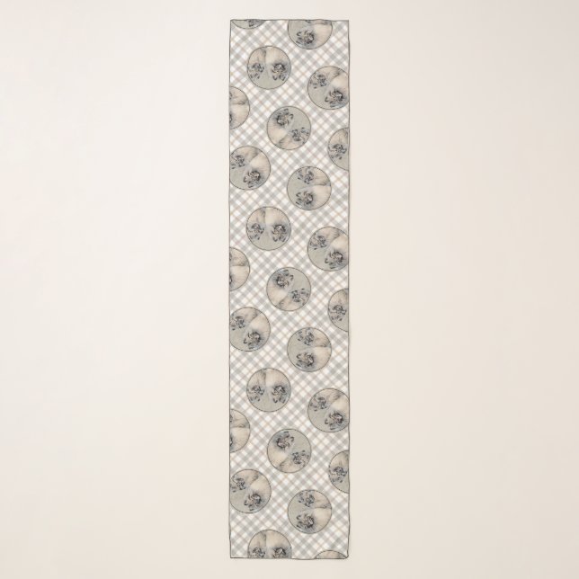 Keeshond Painting 2 Keeshonden Original Dog Art Scarf (Front)