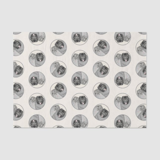 Keeshond Painting 2 Keeshonden Original Dog Art Tissue Paper (Front)