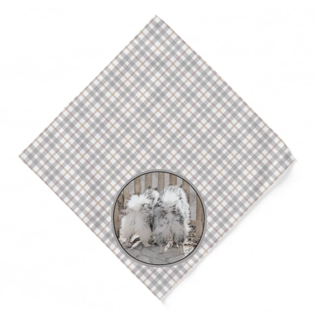 Keeshond Painting Butts At the Gate Cute Dog Art Bandana (Front)