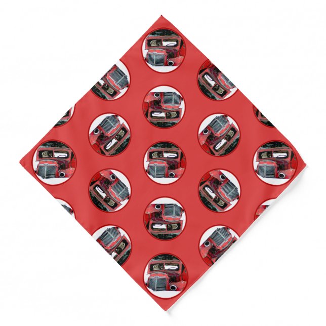 Keeshond Painting Christmas Old Red Truck Dog Art Bandana (Front)