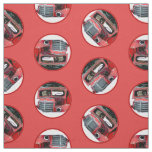 Keeshond Painting Christmas Old Red Truck Dog Art Fabric