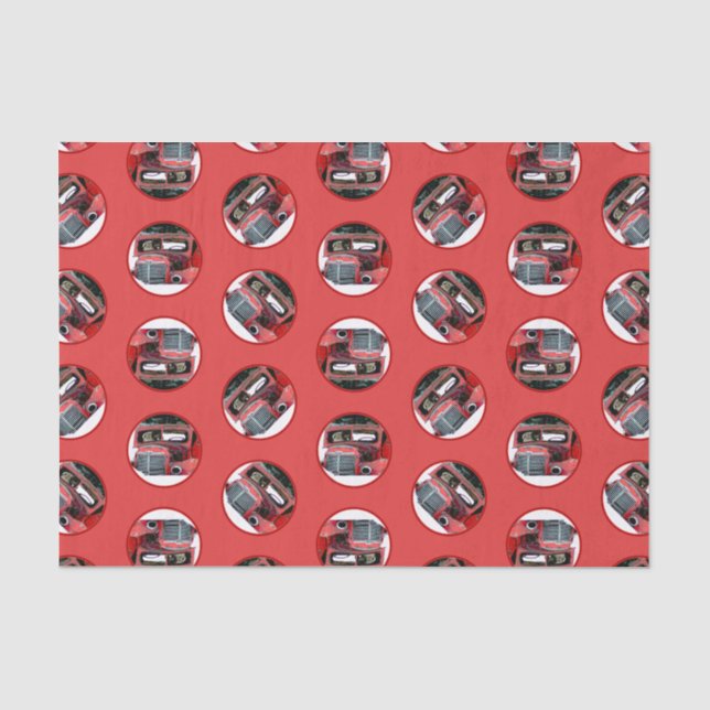 Keeshond Painting Christmas Old Red Truck Dog Art Tissue Paper (Front)