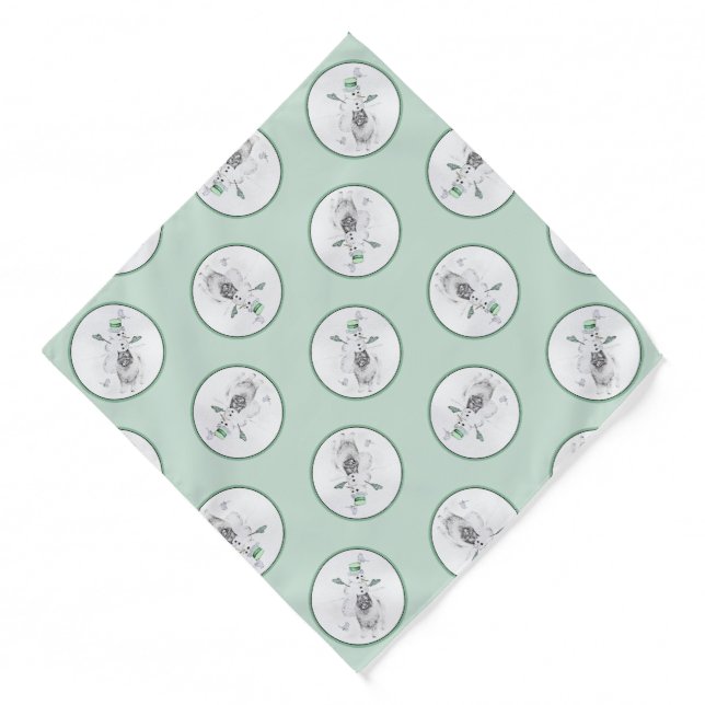 Keeshond Painting Christmas Snowman Pet Dog Art Bandana (Front)