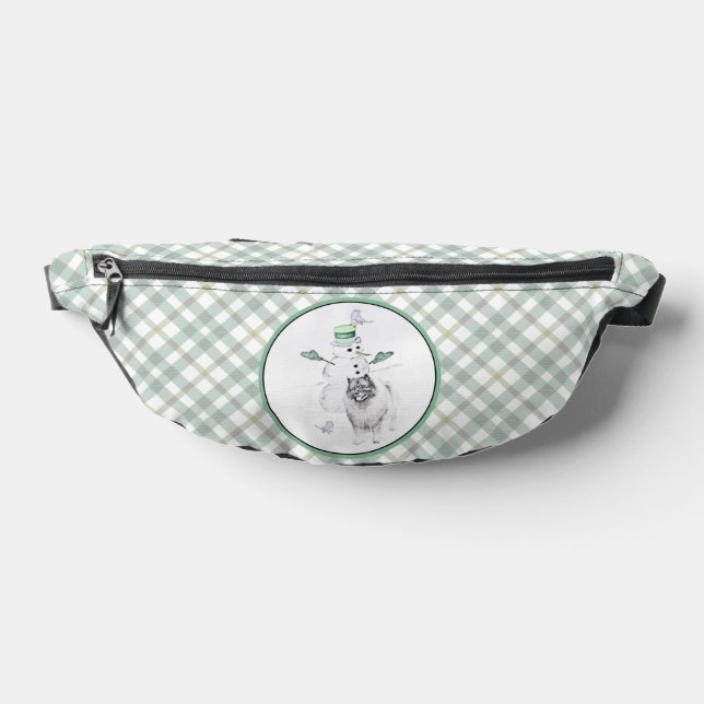 Keeshond Painting Christmas Snowman Pet Dog Art Fanny Pack (Lay Down)