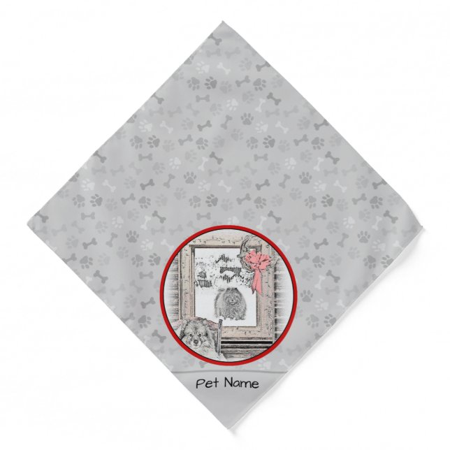 Keeshond Painting Christmas Winter Window Dog Art Bandana (Front)