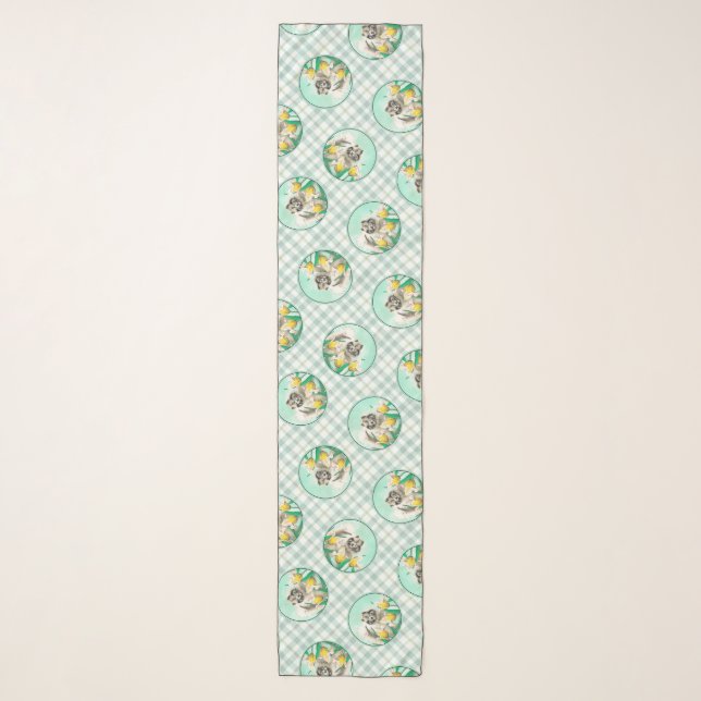 Keeshond Painting in Tulips Cute Original Dog Art Scarf (Front)