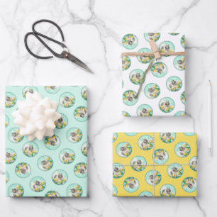 Keeshond Painting in Tulips Cute Original Dog Art Wrapping Paper Sheets