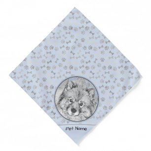 Keeshond Painting Kees Cute Original Pet Dog Art Bandana