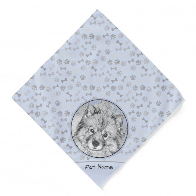 Keeshond Painting Kees Cute Original Pet Dog Art Bandana (Front)