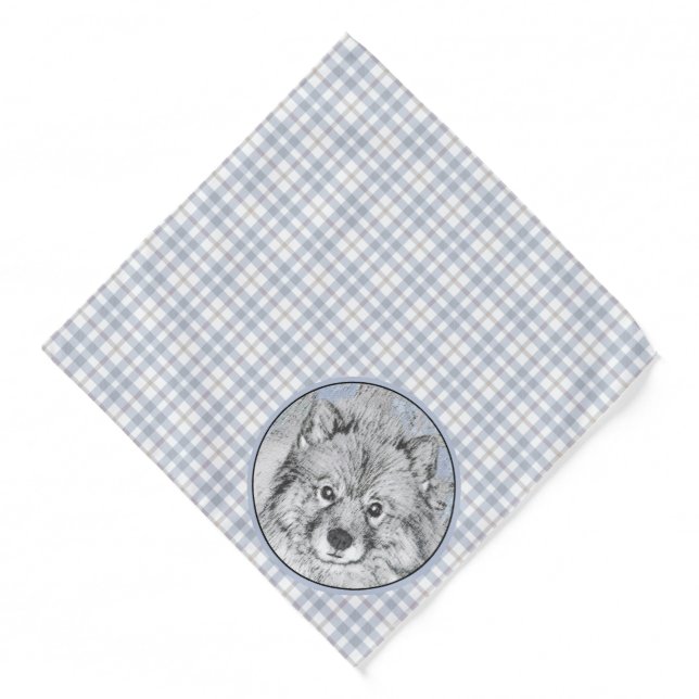 Keeshond Painting Kees Cute Original Pet Dog Art Bandana (Front)