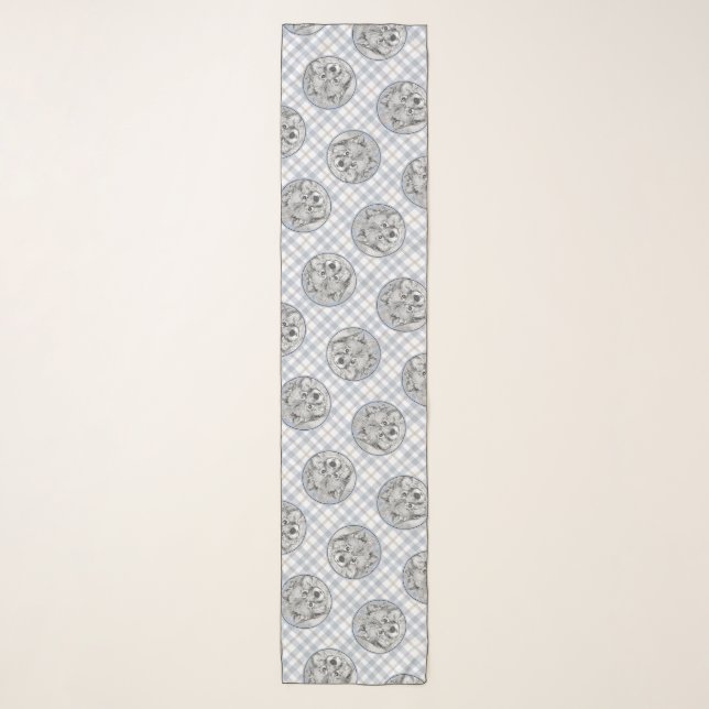 Keeshond Painting Kees Cute Original Pet Dog Art Scarf (Front)