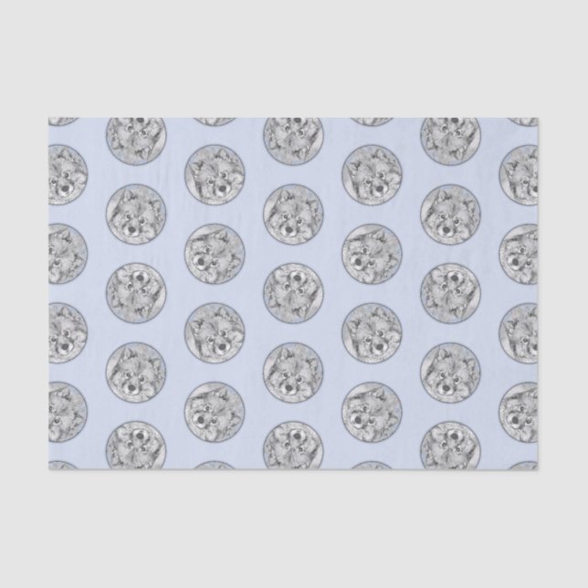 Keeshond Painting Kees Cute Original Pet Dog Art Tissue Paper (Front)