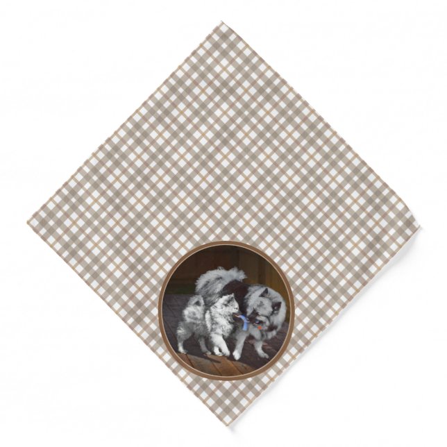 Keeshond Painting Playtime Cute Original Dog Art Bandana (Front)
