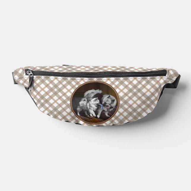 Keeshond Painting Playtime Cute Original Dog Art Fanny Pack (Lay Down)