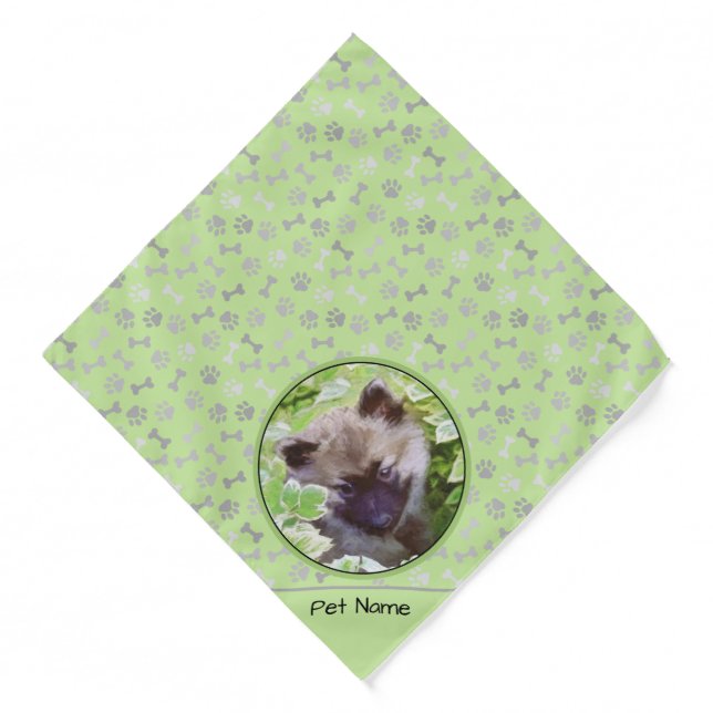 Keeshond Painting Puppy in the Garden Original Art Bandana (Front)