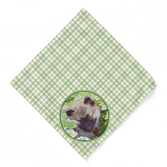 Keeshond Painting Puppy in the Garden Original Art Bandana (Front)