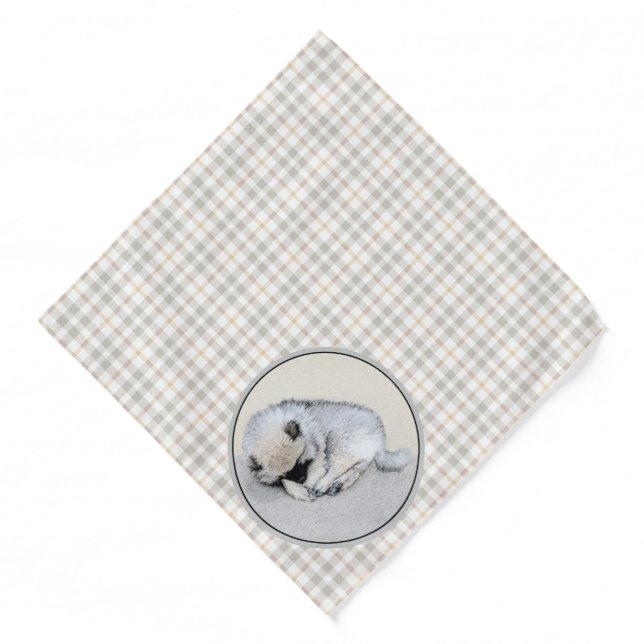 Keeshond Painting Sleeping Puppy Original Dog Art Bandana (Front)
