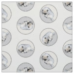 Keeshond Painting Sleeping Puppy Original Dog Art Fabric