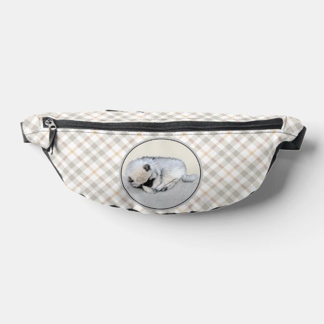 Keeshond Painting Sleeping Puppy Original Dog Art Fanny Pack (Lay Down)