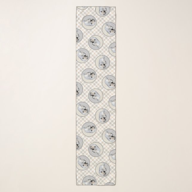 Keeshond Painting Sleeping Puppy Original Dog Art Scarf (Front)