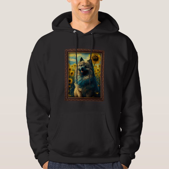 Keeshond Painting Sunflower Flower Mom Women Flora Hoodie (Front)