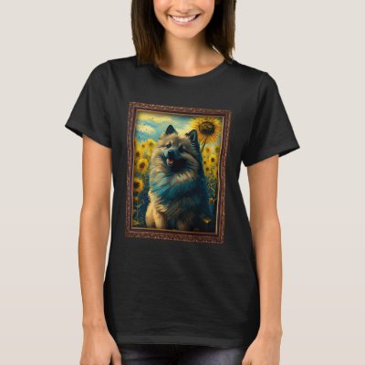 Keeshond Painting Sunflower Flower Mom Women Flora T-Shirt