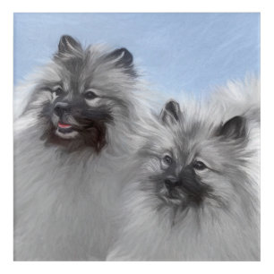 Keeshond Pair of Kees Painting Original Animal Art