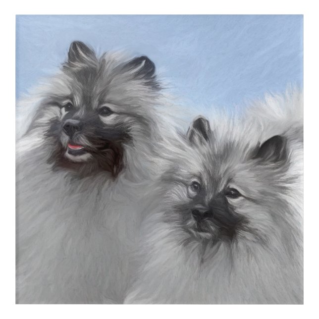 Keeshond Pair of Kees Painting Original Animal Art (Front)