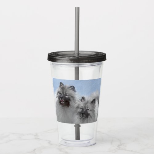 Keeshond Pair of Kees Painting Original Animal Art Acrylic Tumbler