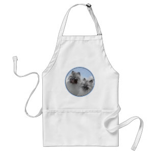 Keeshond Pair of Kees Painting Original Animal Art Adult Apron