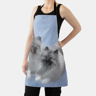 Keeshond Pair of Kees Painting Original Animal Art Apron