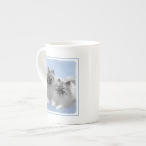 Keeshond Pair of Kees Painting Original Animal Art Bone China Mug