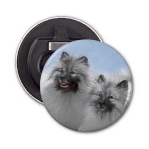 Keeshond Pair of Kees Painting Original Animal Art Bottle Opener