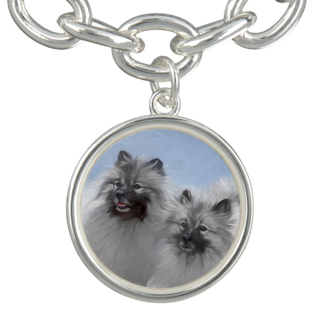 Keeshond Pair of Kees Painting Original Animal Art Bracelet (Design)