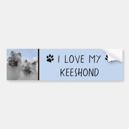 Keeshond Pair of Kees Painting Original Animal Art Bumper Sticker