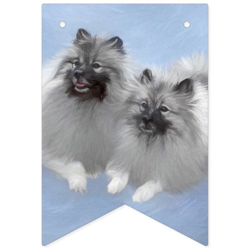 Keeshond Pair of Kees Painting Original Animal Art Bunting Flags