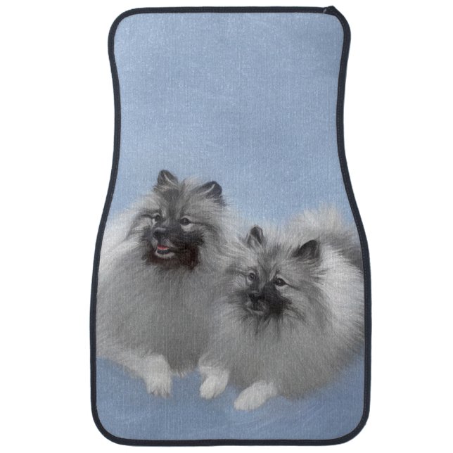 Keeshond Pair of Kees Painting Original Animal Art Car Floor Mat (Front)