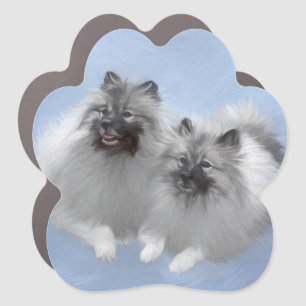 Keeshond Pair of Kees Painting Original Animal Art Car Magnet