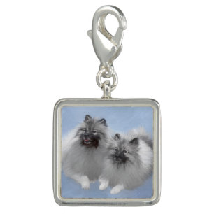 Keeshond Pair of Kees Painting Original Animal Art Charm