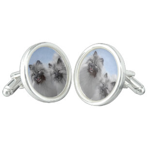 Keeshond Pair of Kees Painting Original Animal Art Cufflinks