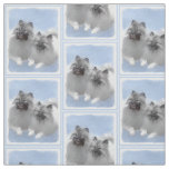 Keeshond Pair of Kees Painting Original Animal Art Fabric