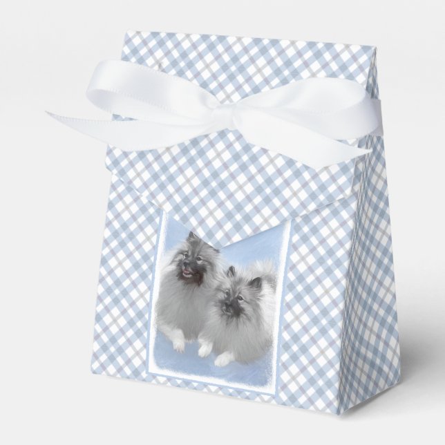 Keeshond Pair of Kees Painting Original Animal Art Favor Boxes (Front Side)