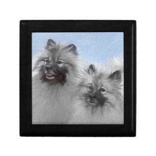 Keeshond Pair of Kees Painting Original Animal Art Gift Box