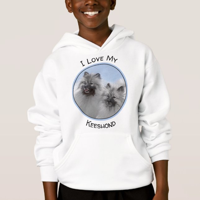 Keeshond Pair of Kees Painting Original Animal Art Hoodie (Front)