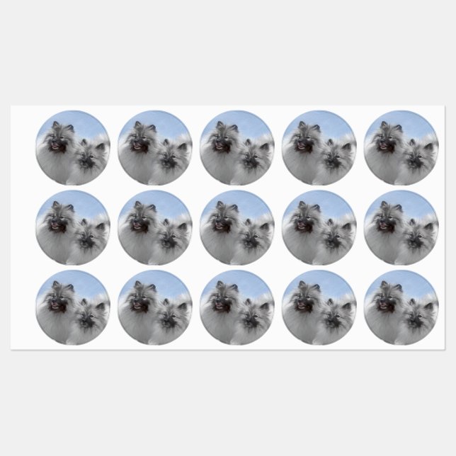 Keeshond Pair of Kees Painting Original Animal Art Labels (Sheet)