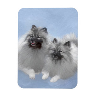 Keeshond Pair of Kees Painting Original Animal Art Magnet