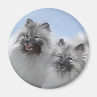 Keeshond Pair of Kees Painting Original Animal Art