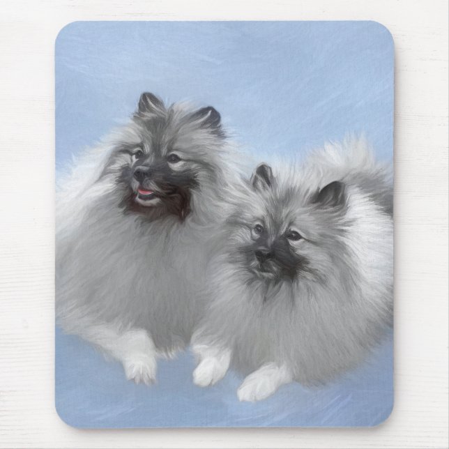 Keeshond Pair of Kees Painting Original Animal Art Mouse Pad (Front)