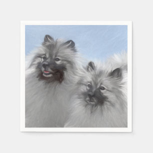 Keeshond Pair of Kees Painting Original Animal Art Napkins