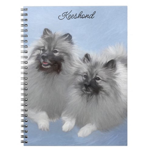 Keeshond Pair of Kees Painting Original Animal Art Notebook